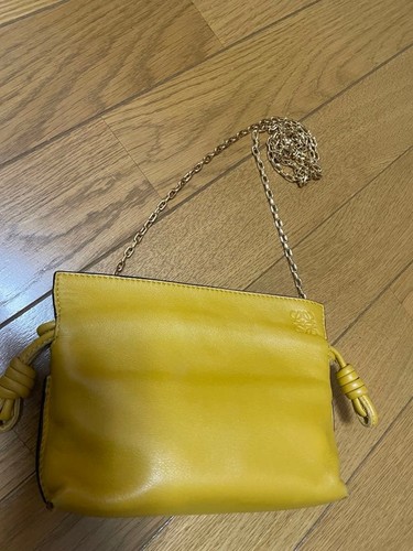 LOEWE Flamenco Nano Yellow Pre-owned Shoulder Bag Small Leather From Japan F/S