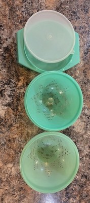 Vintage Tupperware Jadeite Green Lot 339 Colander 786 Crisper Tray 230 Lid 4pc