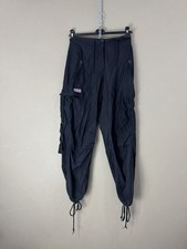 Y2K UFO USA fire black parachute pants cargo