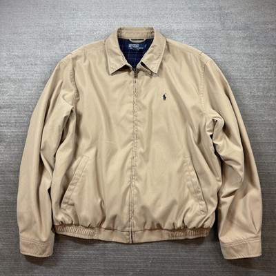 Vintage 90s Polo Ralph Lauren Harrington Jacket Mens L Beige Zip Bi Swing