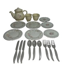 Pfaltzgraff Perennials Tea Rose Collection Toy Tea Set Ohio Art 19 Pcs Play Set