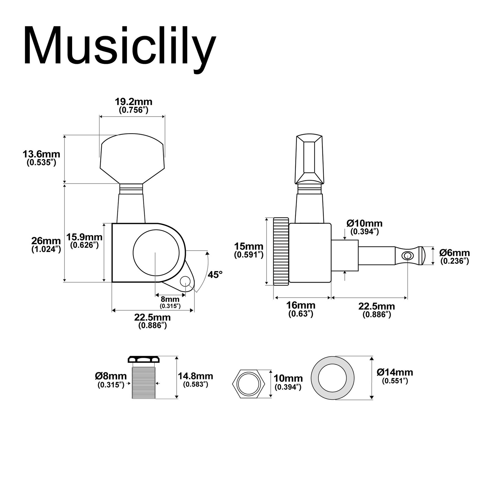 Musiclily Pro Chrome: 6 picchetti per chitarra foto 2