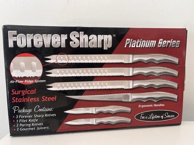 Forever Sharp Platinum Series Knife Set – Stainless Steel – Open