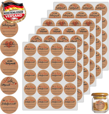 600 selbstklebende Etiketten für Marmeladengläser zum Beschriften, 3,8 cm