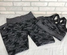 Gymshark Set Leggings and Sport Bra Women's L Black  Gray Camo