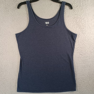 #ad SO Womens River Bed Blue Tank Top Size 2XL Round Neck Soft Stretch Comfortable $3.95
