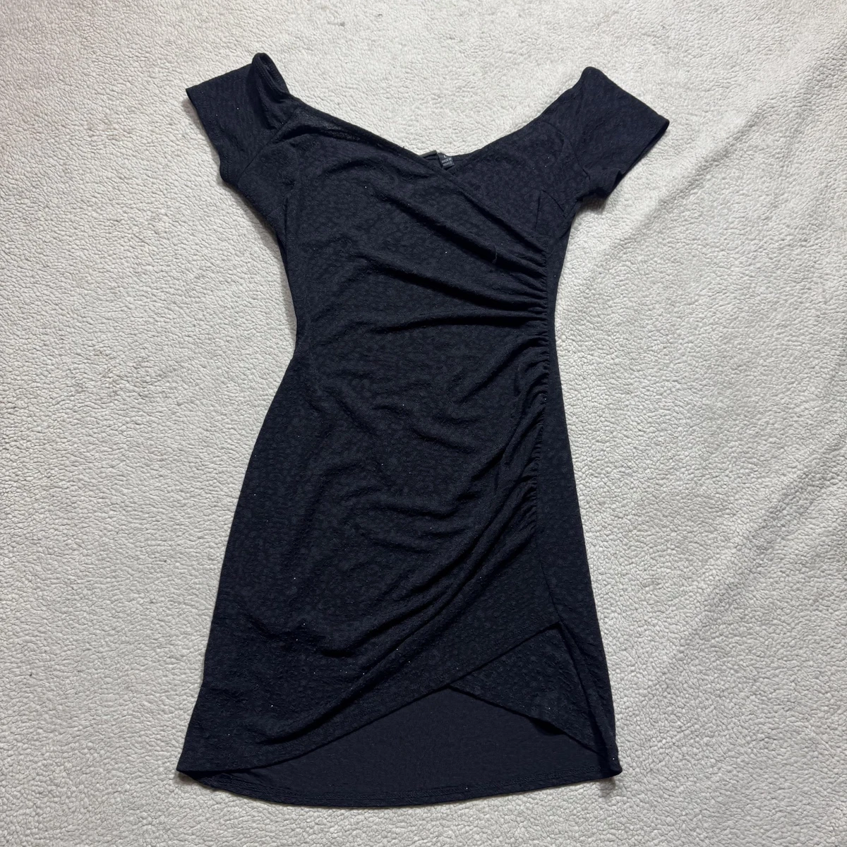 open lace back dress Classics Lover Off-The-Shoulder Satin A-Line Mini Dress in Sage | Size: L | Knit Fabric/Satin Fabric