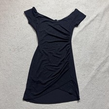 Windsor Dress Womens Large Black Off Shoulder Ruched Bodycon Mini Tulip Hem