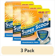 3 pack Super Scoop Fragrance Free Clumping Clay Cat Litter, 40 lb