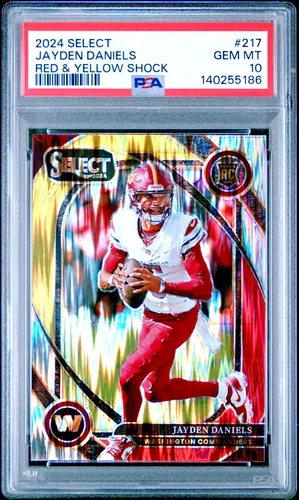 🔥PSA 10 2024 Select JAYDEN DANIELS (RC) Club Red Yellow Shock Prizm Color Match