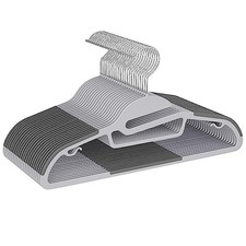 Plastic Hangers 50 Pack with Non-Slip Design,0.2 Inches Thick, 360 Swivel Gray