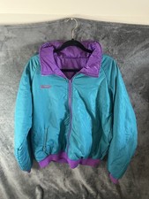 Vintage Columbia Reversible Puffer Jacket Womens M/L Teal Purple Full Zip 90s