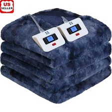 Faux Fur Electric Heated Blanket Fast Heating Overheat Protection Washable New