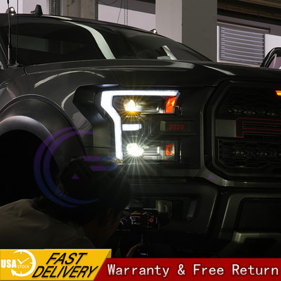 Projector Amber/White LED Headlights For Ford F150 2015-2017 w/Startup Animation