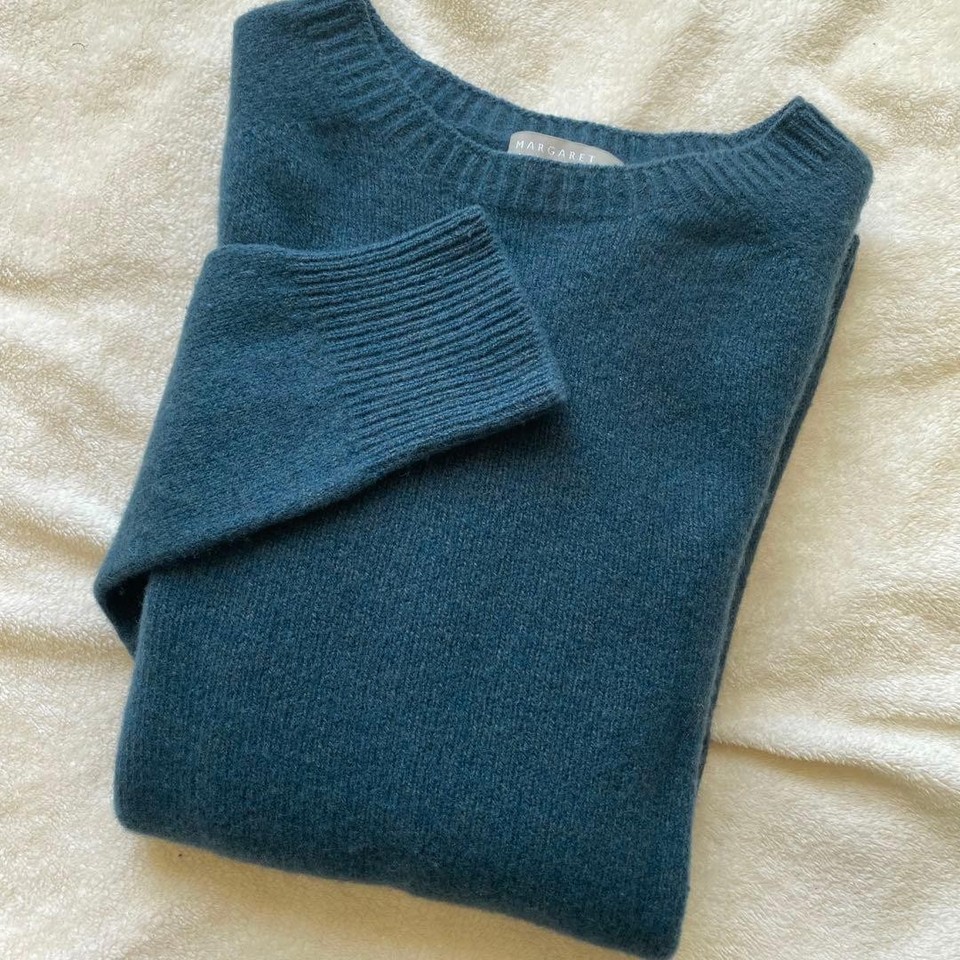 Margaret Howell Wool Cashmere Knit Sweater Blue Green M Made in ...