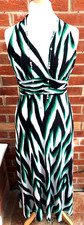 PRECIS Black Green Black White Dress Size 14 Wedding Spring Holiday Excellent L2