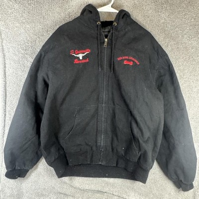 Tri-Mountain Jacket Mens Large Black Hooded Bomber Cattle Buyers Livestock