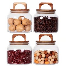 Glass Jars with Airtight Lid Set of 4 ,Kitchen Canisters, Borosilicate Stora...