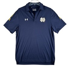 Notre Dame Fighting Irish Shirt Mens Medium Blue NCAA Football Under Armour Polo