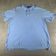 Ralph Lauren Polo Shirt Mens 2XB 2XL BIG Blue Yellow Pony Pique Golf Rugby