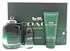 Coach New York Green 3.3 Oz Spray EDT .50 Mini 3.3 Oz Shower Gel 3 PC Set