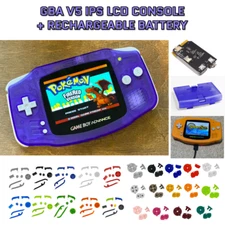 Nintendo Game Boy Advance GBA V5 IPS LCD CLEAR PURPLE USB-C Rechargeable Battery
