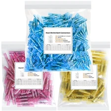 500/100x Waterproof Heat Shrink Butt Wire Splice Crimp Connectors Terminals Kit