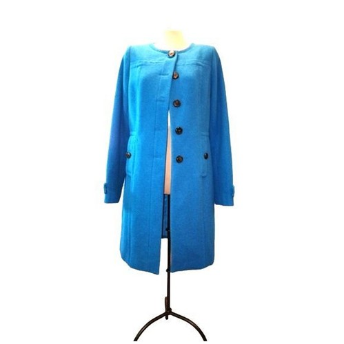 Worthington Turquoise Blue Mid Length Wool Blend Coat Size L