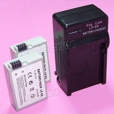 High-Performance 2x 1360mAh Spare Battery Travel AC Charger for Canon Rebel T4i