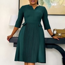 Women's Casual Wrap Flared Midi Dress Wedding Guest Cocktail Tea A-Line Dresses