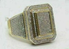 3CT Round Cut Lab Created Diamond Wedding Cluster Men's Ring 14k Yellow Gold FN
