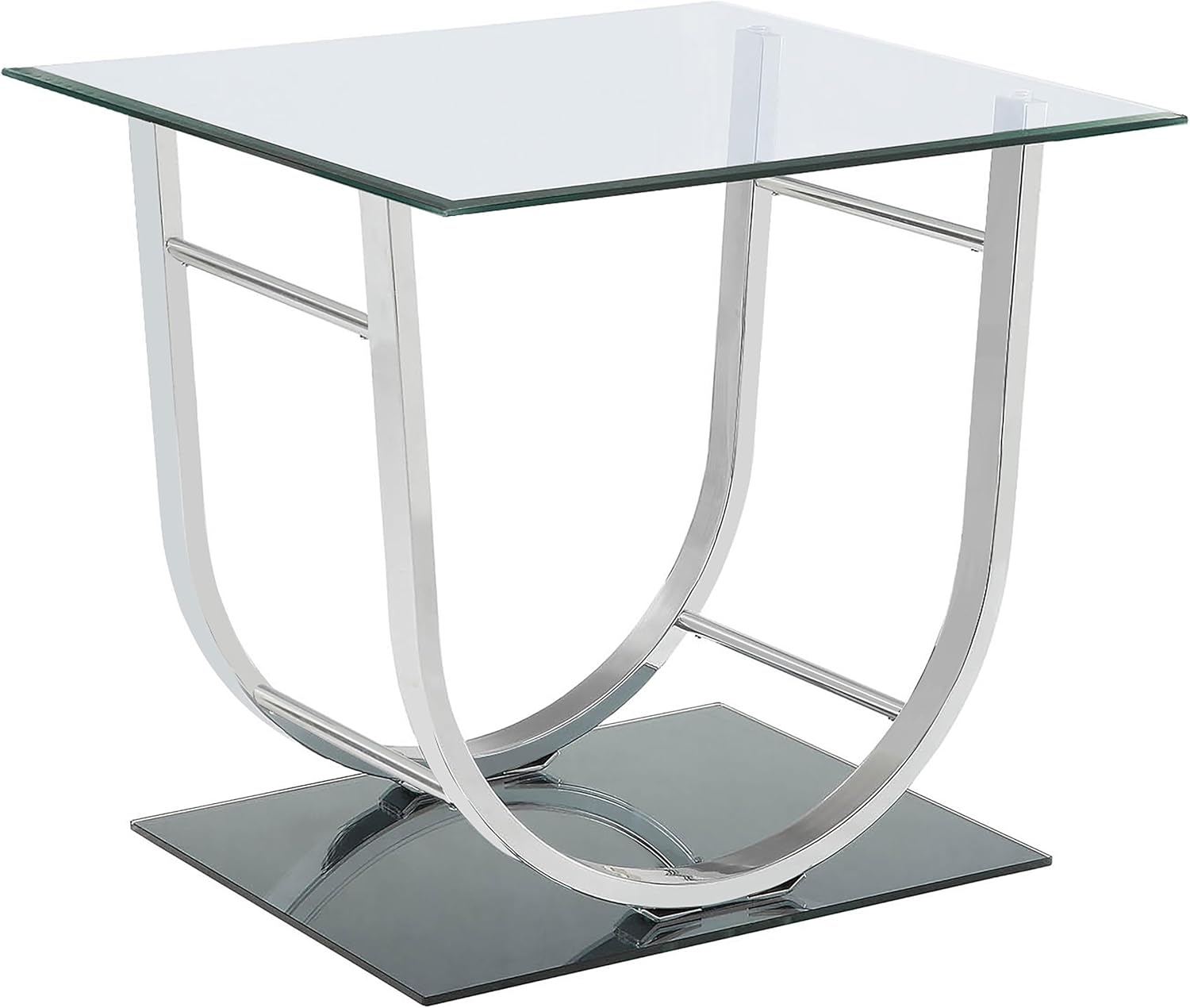 - Danville - Square U-Shaped End Table with Electroplated Metal Frame,Glass Top