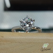 2.0Ctw Round Moissanite Solitaire Wedding Anniversary Ring 14K White Gold Plated