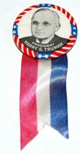 1948 HARRY TRUMAN RIBBON campaign pin pinback button political president