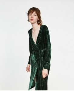 velvet wrap dress zara
