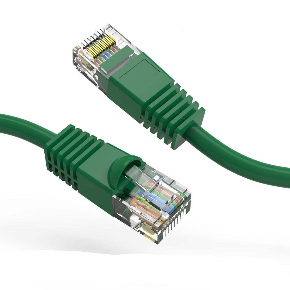 8Ft CAT6 UTP Green Booted Ethernet Network Cable for High-Speed Connectivity