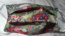 Face mask USA Country Scene Green Navy Blue Star handmade washable 100 Cotton