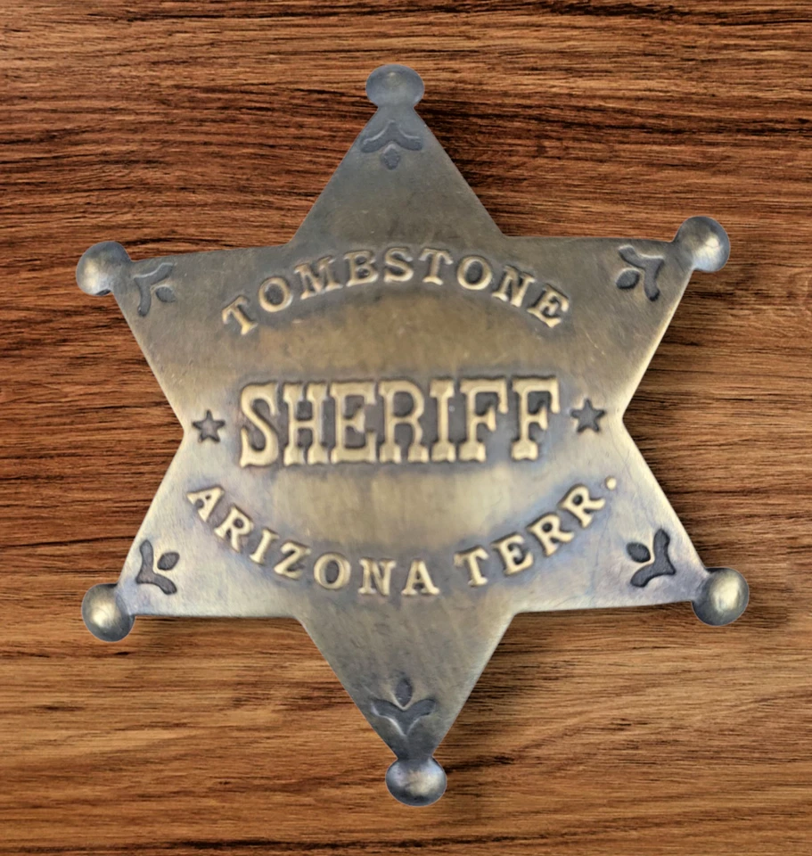 Реплика твердого латуни звезда надгробие Аризона шериф старый Запад Western 3» значок - Изображение 2 из 3