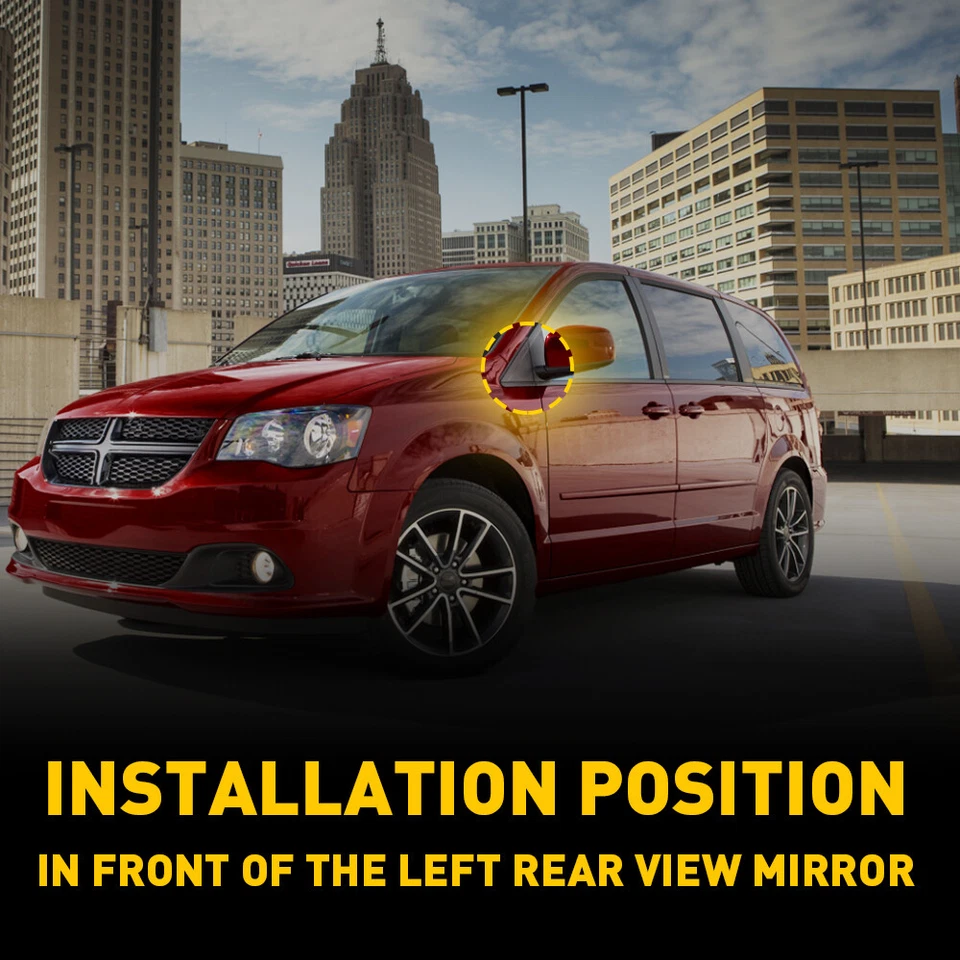 Espelho lateral esquerdo do motorista bandeira aplique acabamento 2008-2020 para Dodge Grand Caravan - Imagem 3 de 4