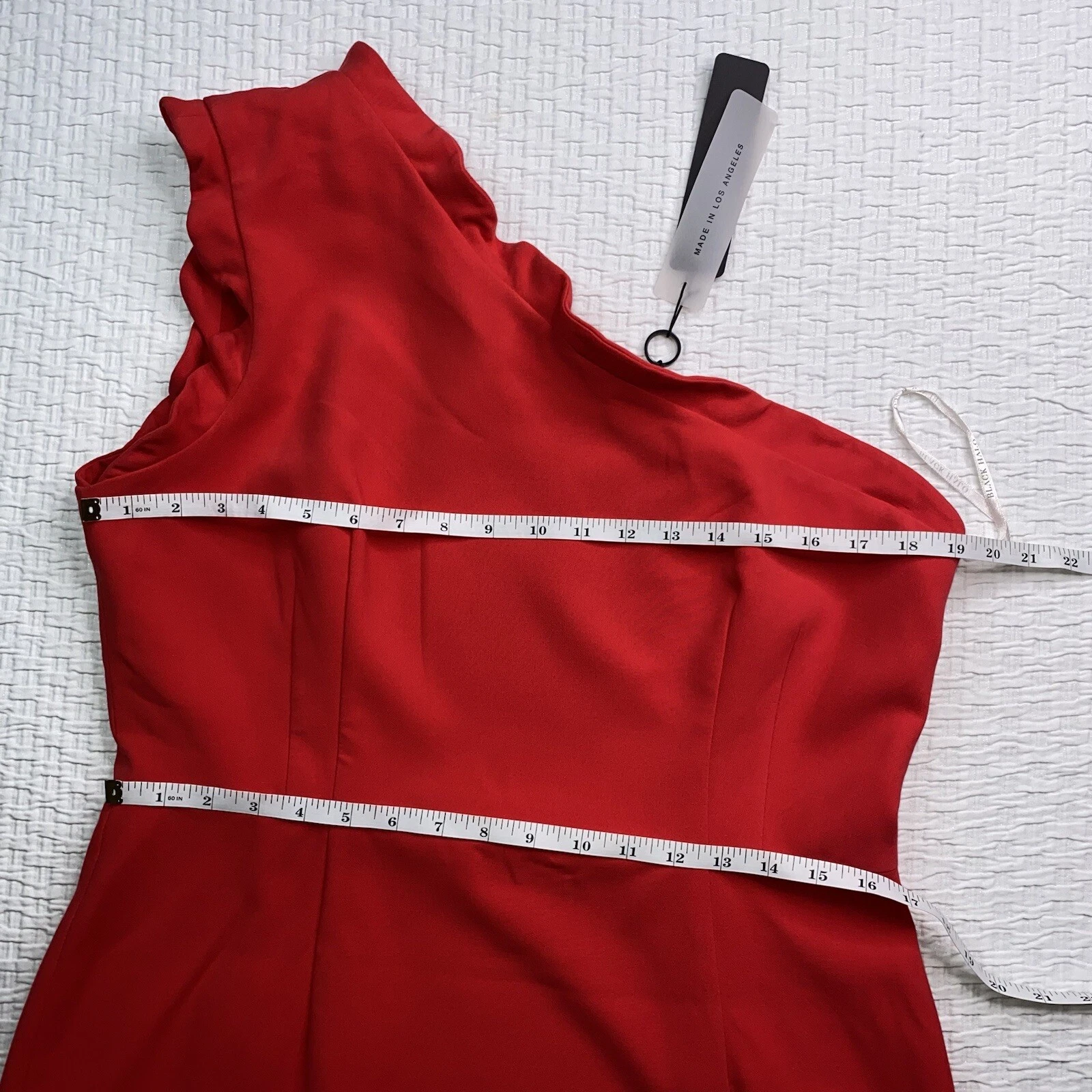 Abito donna Pravella nero Halo tg 16 monospalla rosso chiaro nuovo con etichetta San Valentino