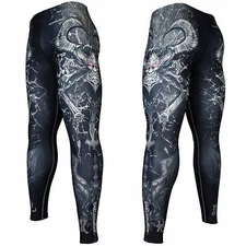 FY-101 GATEKEEPER OF HELL Compression BJJ Leggings Spats Rash guard Cooling Gym