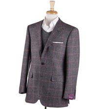 NWT 2995 SARTORIA PARTENOPEA Gray and Pink Check Soft Wool Sport Coat 40 R