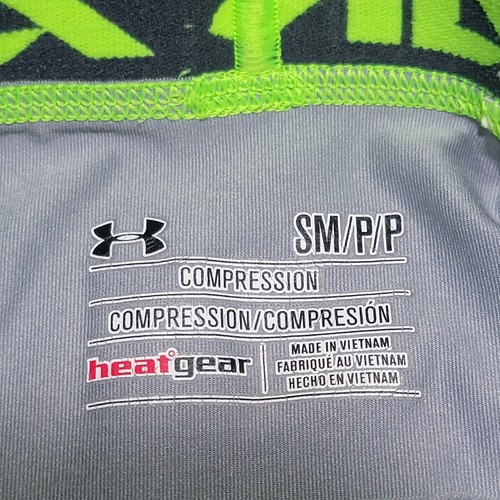 Under Armour Womens Compression Leggings Size Small Gray Green Logo Active Gym - Picture 2 of 6