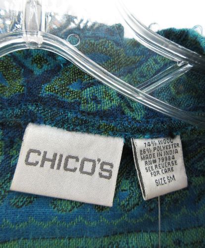 Chicos Sweater Women Small Medium Blue Wool Open Cardigan Paisley Kimono NEW - Bild 9 von 11