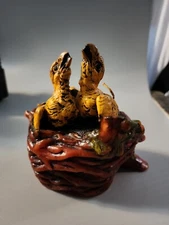 Vintage Baby Birds In Nest Candle Molded Wax Statue Figure 1970s Home Decor