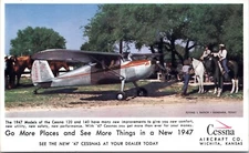 1947 Cessna 120 140  Aircraft Advertising Postcard - Shaw Aircraft, Iowa City IA