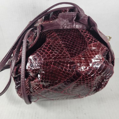 Vintage Nina Salvadore Classic Leather Firenze Burgundy Snakeskin Shoulder Bag