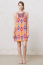 Sequined Kaleidoscope Dress Tunic Silk Ikat By Floreat Anthropologie, Size 4