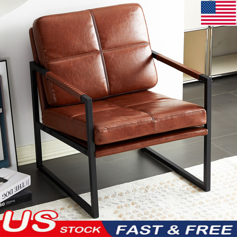 Set of 1/2 Upholstered Modern Recliner PU Leather Dining Chair Single Sofa  Metal