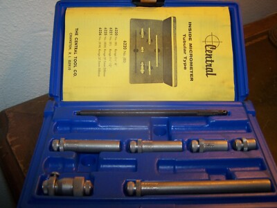 RARE CENTRAL TOOL Inside Micrometer Tubular Type No. 80 /7 pc. Range 1 1/2  8''